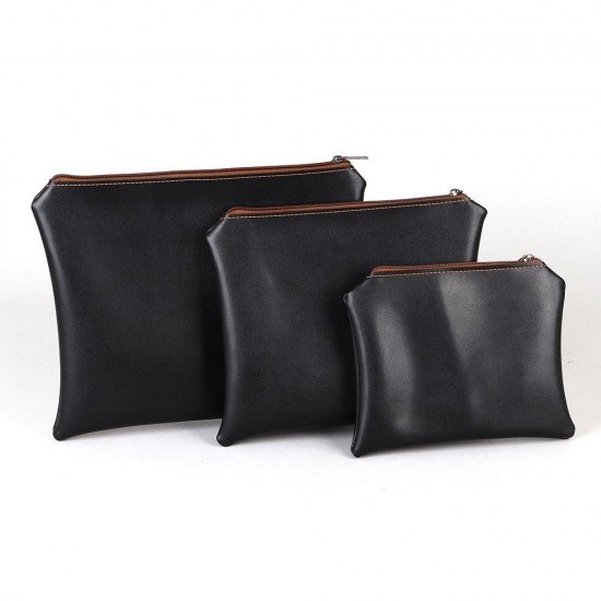 Bag in Bag Slim Organizer Inserts Set Of 3 in Vegan Leather and Black